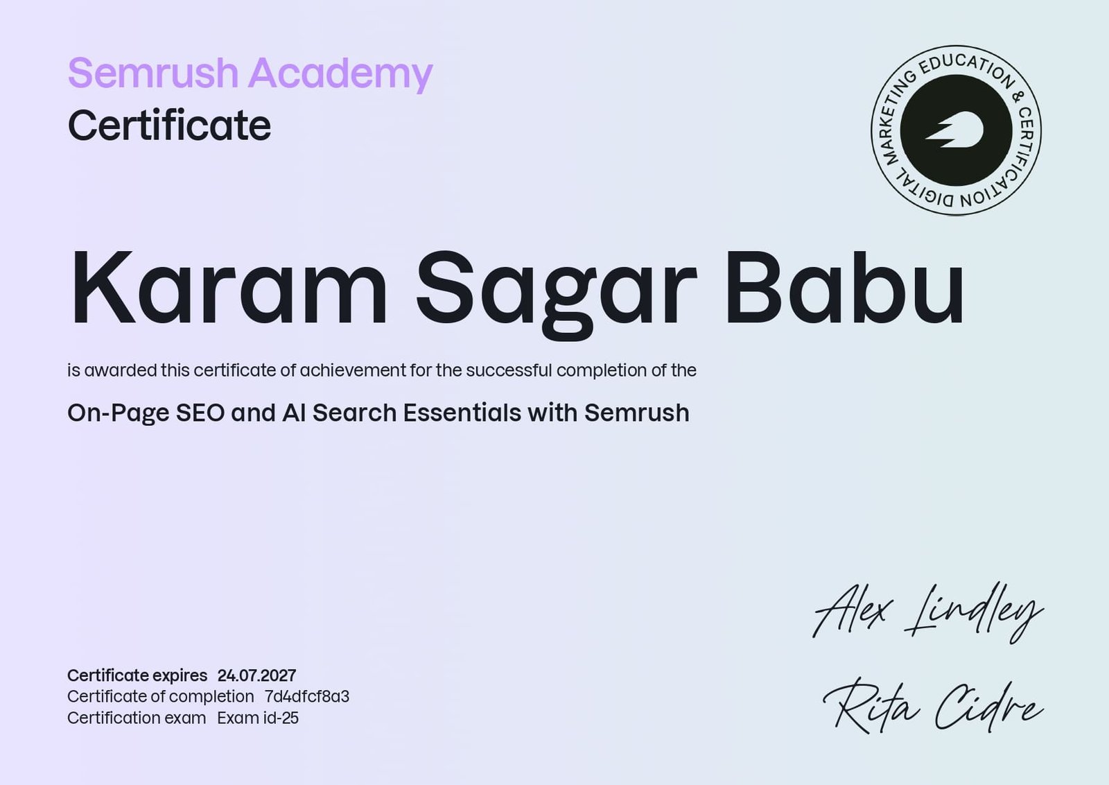 On-Page SEO and AI Search Essentials with Semrush | Karam Sagar Babu